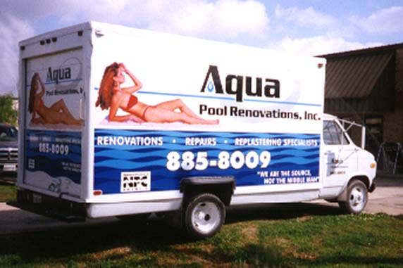 Vinyl graphics made and installed for Aqua Pool box truck